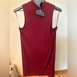 Angie Sleeveless Dress in Deep Burgundy